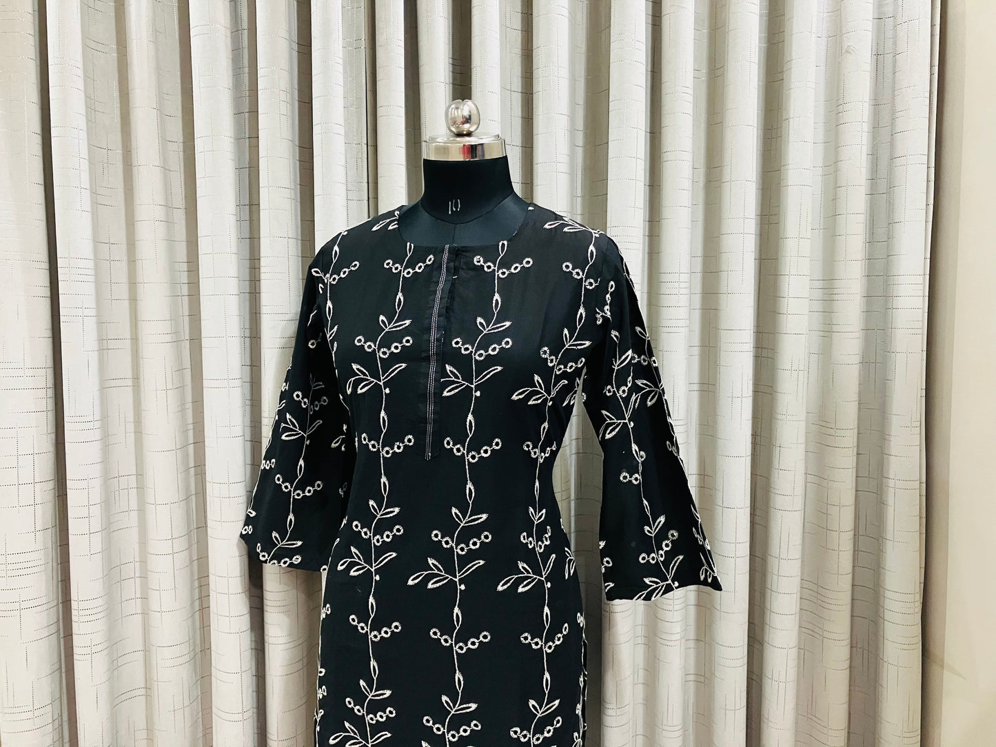 Black & White Embroidered Kurti Set