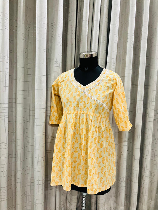 Yellow Angrakha kurti